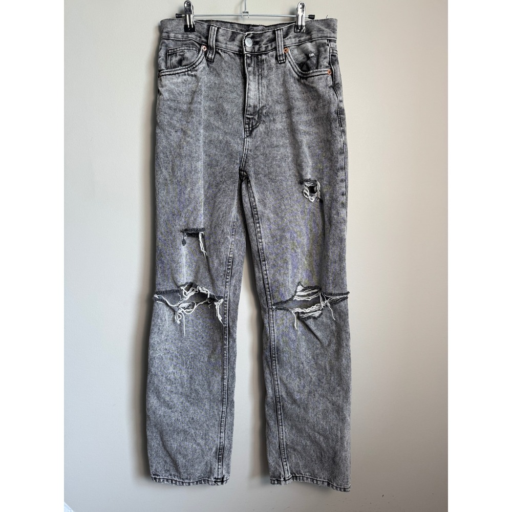 Aeropostale Womens Gray Acid Wash Distressed High Rise Jeans 6 Thrashed Ripped